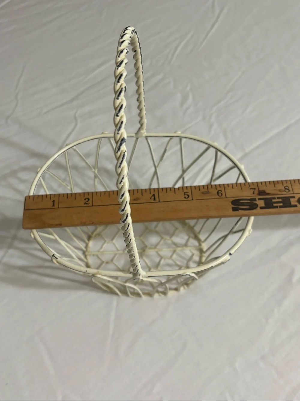White Wire Decorative Basket with Handle - Home Accents
